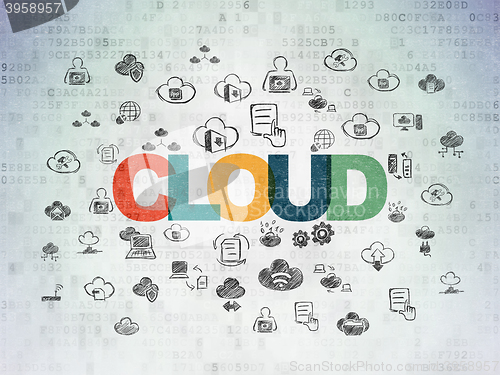 Image of Cloud networking concept: Cloud on Digital Data Paper background