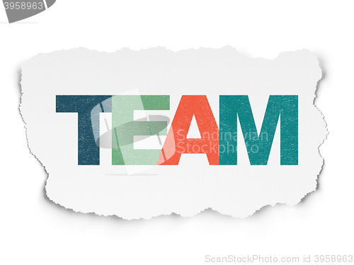 Image of Business concept: Team on Torn Paper background