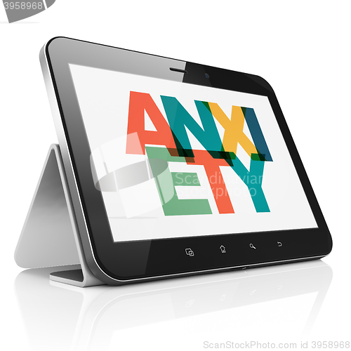 Image of Medicine concept: Tablet Computer with Anxiety on  display