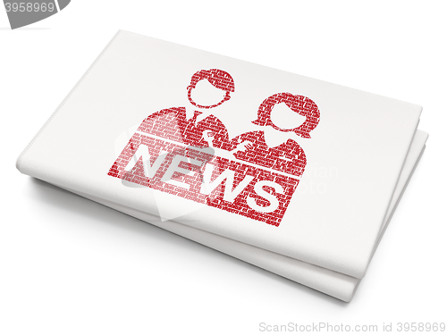 Image of News concept: Anchorman on Blank Newspaper background