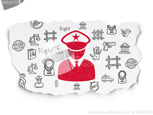 Image of Law concept: Police on Torn Paper background