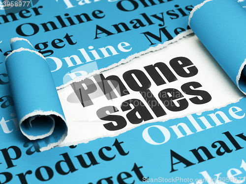 Image of Marketing concept: black text Phone Sales under the piece of  torn paper