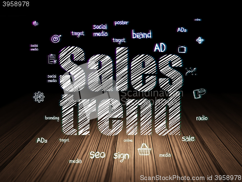 Image of Marketing concept: Sales Trend in grunge dark room