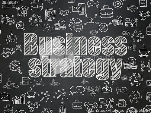 Image of Business concept: Business Strategy on School board background
