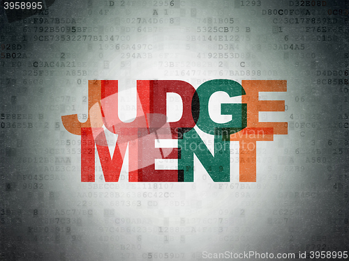 Image of Law concept: Judgement on Digital Data Paper background