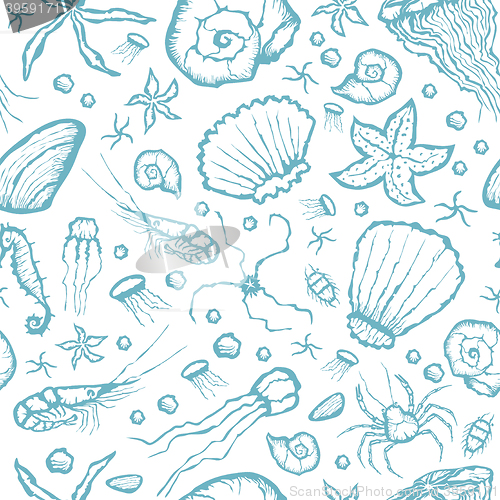 Image of  seamless sea creatures pattern