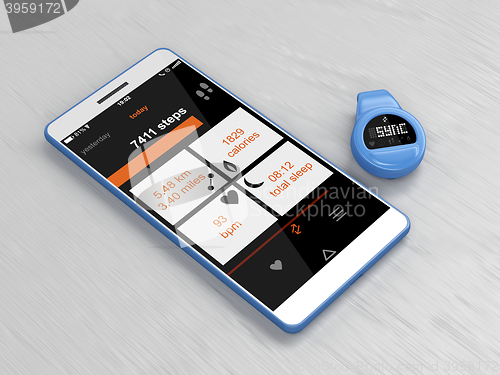 Image of Activity tracker and smartphone 