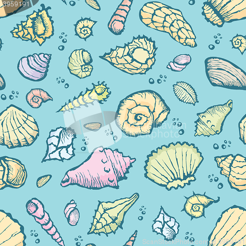 Image of  seamless summer shell pattern