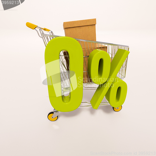 Image of Shopping cart and 0 percent