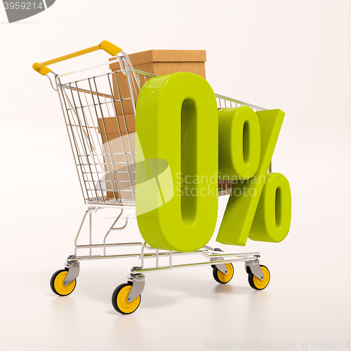 Image of Shopping cart and 0 percent