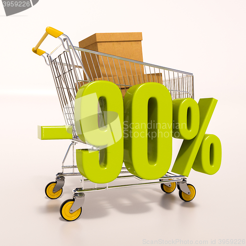 Image of Shopping cart and 90 percent