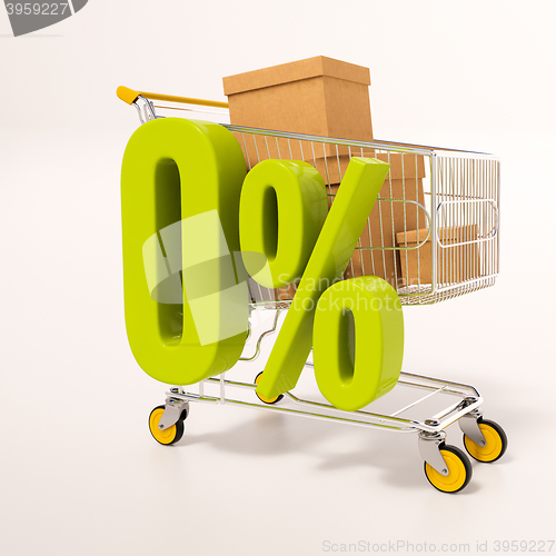 Image of Shopping cart and 0 percent