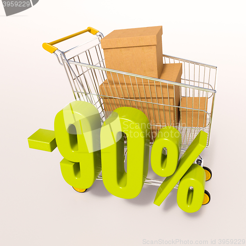 Image of Shopping cart and 90 percent