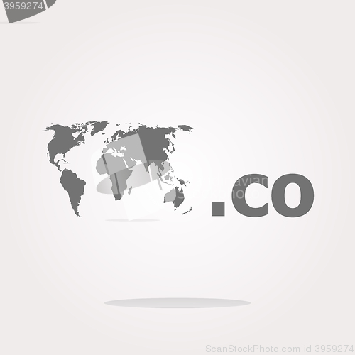 Image of Domain CO sign icon. Top-level internet domain symbol with world map . Vector illustration. Vector Icon
