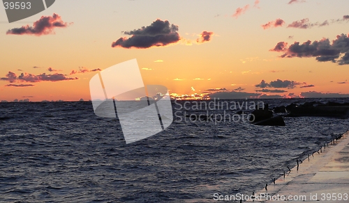 Image of Sunset over sea