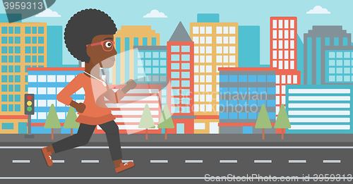 Image of Sportive woman jogging.