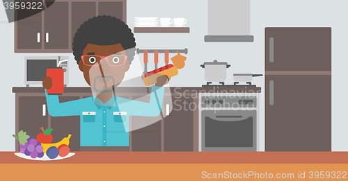 Image of Man with fast food.