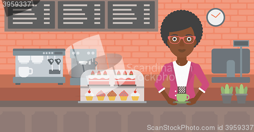 Image of Woman making coffee.