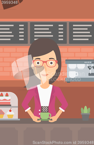 Image of Woman making coffee.