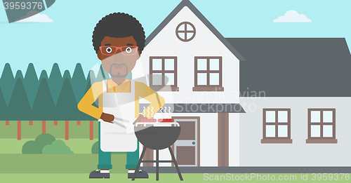 Image of Man preparing barbecue.