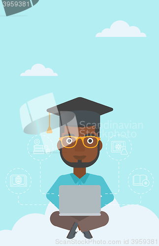 Image of Graduate sitting on cloud.