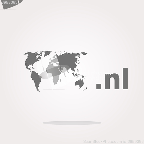 Image of Domain NL sign icon. Top-level internet domain symbol with world map . Vector illustration. Vector Icon