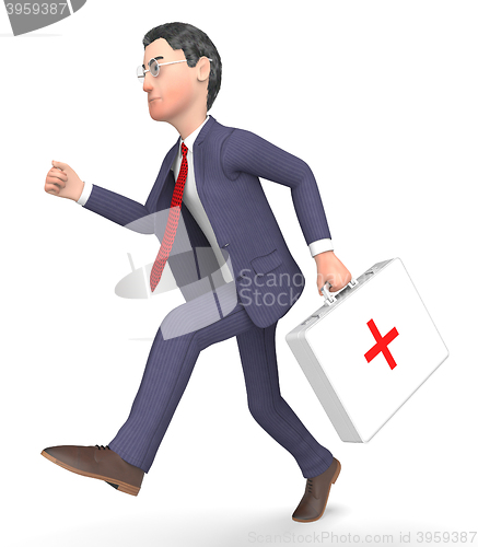 Image of First Aid Shows Business Person And Accident 3d Rendering