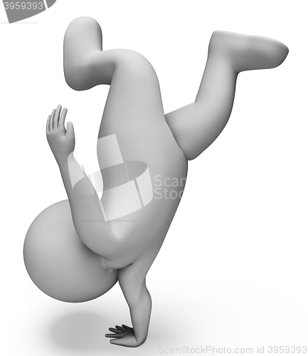 Image of Handstand Character Means Physical Activity And Acrobat 3d Rende