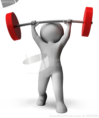 Image of Weight Lifting Means Workout Equipment And Exercise 3d Rendering