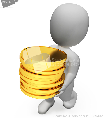 Image of Finance Character Represents Wealth Richness And Banking 3d Rend