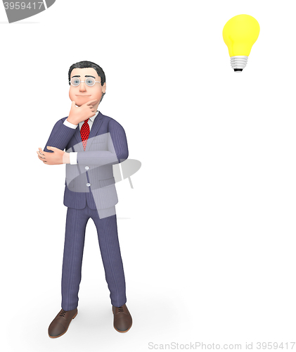 Image of Character Thinking Indicates Power Source And Business 3d Render