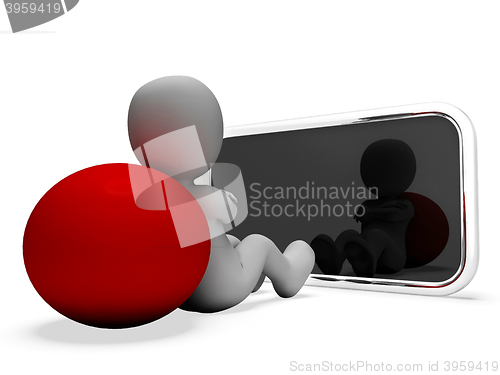 Image of Smartphone Online Means World Wide Web And Illustration 3d Rende