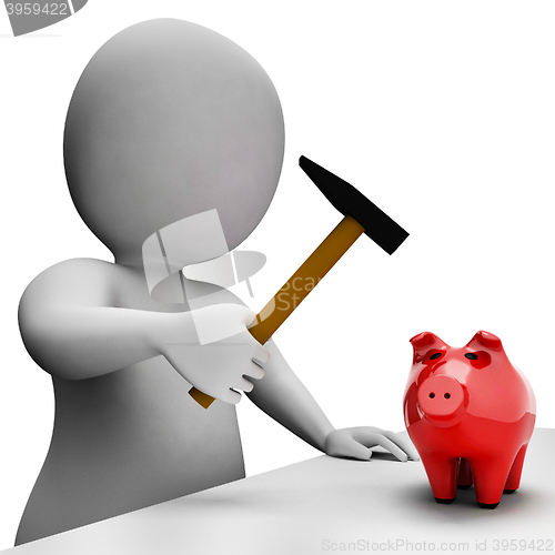 Image of Savings Money Indicates Piggy Bank And Banking 3d Rendering