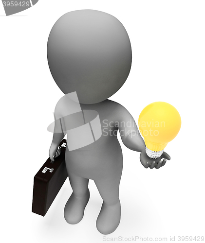 Image of Lightbulb Idea Represents Business Person And Character 3d Rende