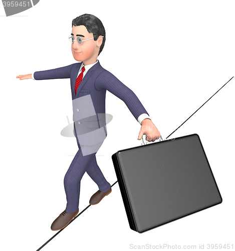 Image of Balancing Businessman Represents High Line And Balanced 3d Rende