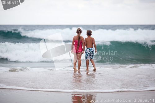 Image of Children and ocean