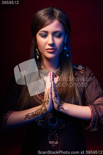 Image of Fine art portrait of beautiful fashion Indian