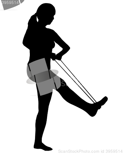 Image of Silhouette of woman doing exercises