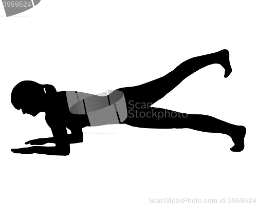 Image of Silhouette of woman doing exercises