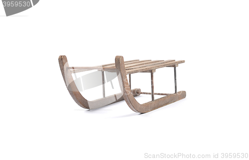 Image of Wodden sleigh on white background