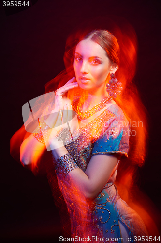 Image of Fine art portrait of beautiful fashion Indian