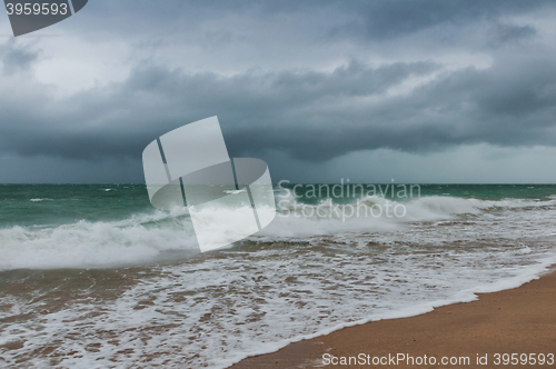 Image of Stormy sea and cloudy sky