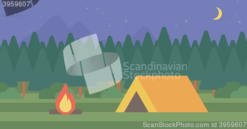 Image of Background of camping site with tent.