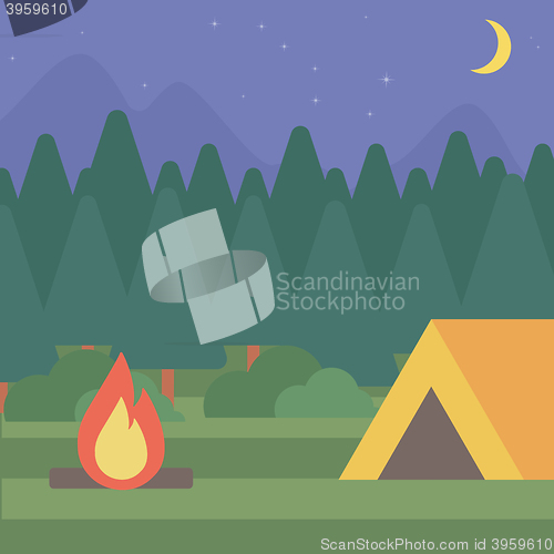 Image of Background of camping site with tent.