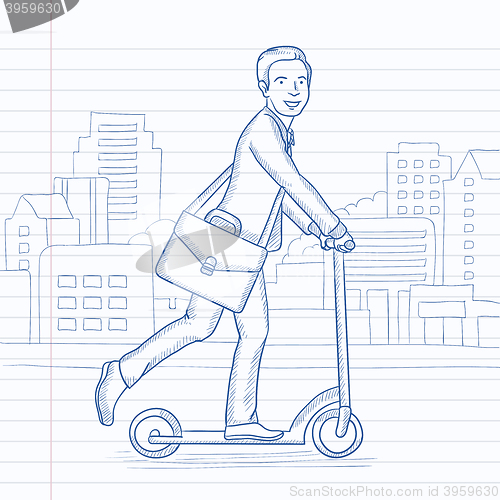 Image of Man riding on scooter.