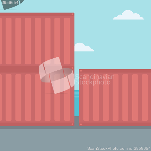 Image of Background of shipping containers in port.