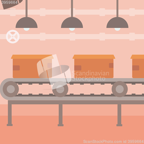 Image of Background of conveyor belt with cardboard boxes.