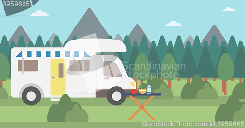 Image of Background of motorhome in the forest.