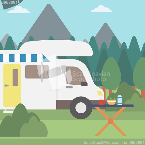 Image of Background of motorhome in the forest.