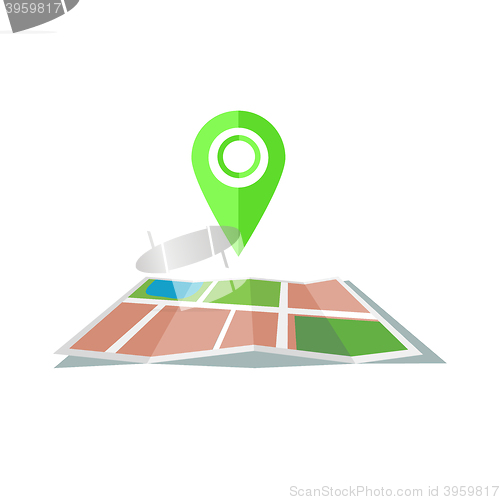 Image of Green marker with flat map